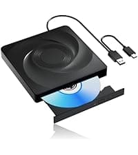 7 in 1 External DVD Drive, External CD/DVD Drive for Laptop USB 3.0 & Type-C, Portable CD/DVD +/-RW Disk Drive, CD/DVD Burner CD ROM External Drive for Laptop Desktop PC Windows 10/11 XP Mac Linux