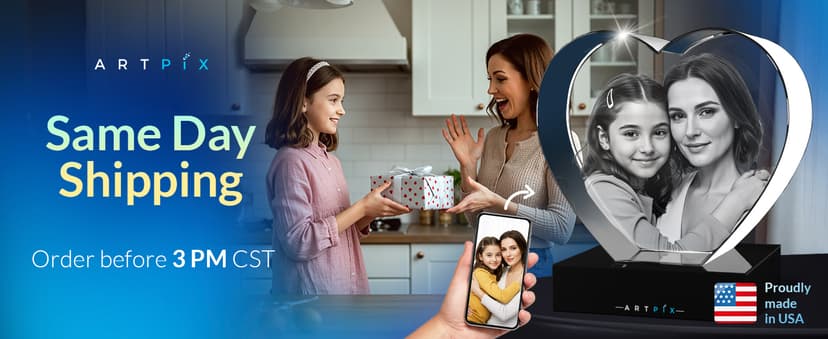 ArtPix 3D Crystal Photo, Personalized Gifts for Women, Wife, Men, Mom, Father, Her, Him, Dad, Grandpa, Great Customized Gift with Your Own Photo, Custom Glass 3D Laser Etched Picture Wedding - Heart