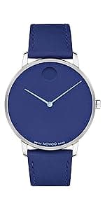 Movado Face Collection - Swiss Quartz Watch with 2H Movement, Leather Strap - Water Resistant 3ATM - Luxury Fashion Timepiece - Gift for Him and Her - 39mm