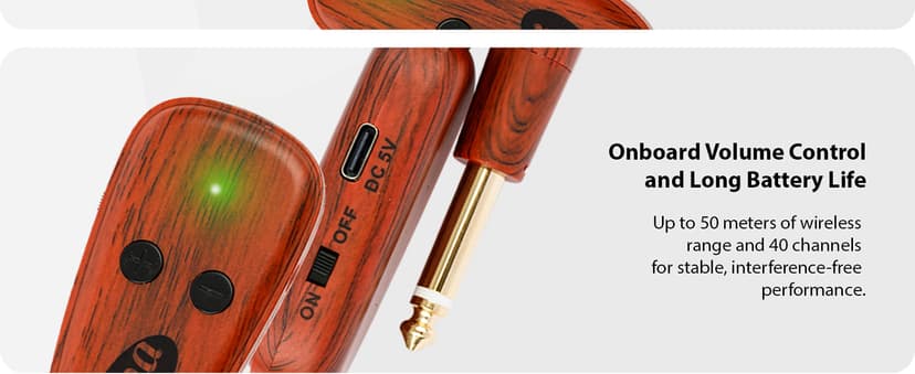 KNA U-Wi Universal Wireless System, Guitar, Bass, Violin, Acoustic and Electric Instruments, UHF Wireless Audio for Piezo Pickups, 50m Range, Ultra-Low Latency, Interference-Free Connection