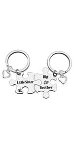 Sister Brother Keychain Set Brother and Sister Gifts for Little Brother Big Sister Keychain Set for Little Brother Gifts from Big Sister Christmas Birthday Gifts Family Gifts for Sister Brother
