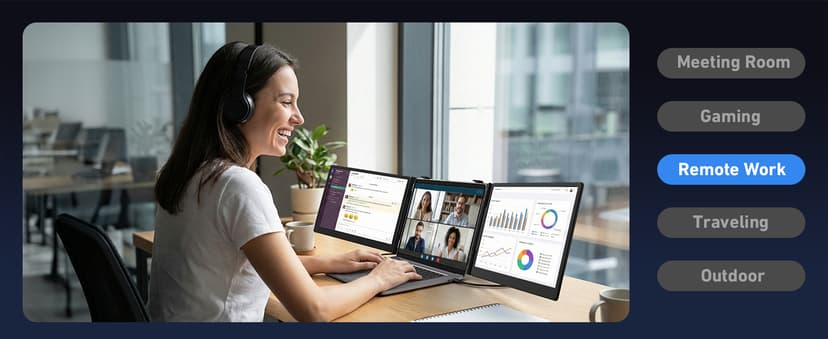 Vixtan 14" Triple Laptop Screen Extender, 3.0 lbs Lightweight FHD IPS Portable Monitor for Laptop, USB-C Plug & Play Multi Screen Attachment for 13-17.3" laptops with Windows/Mac/Chrome
