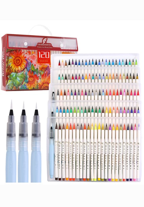 Sign Brush Pen, 15pcs Calligraphy pen Flair Pens Fine Point(0.4mm) Assorted Colors, Felt Tip Pens Art Brush Marker, Journaling Pen Set for Beginners Adult Hand Lettering Calligraphy