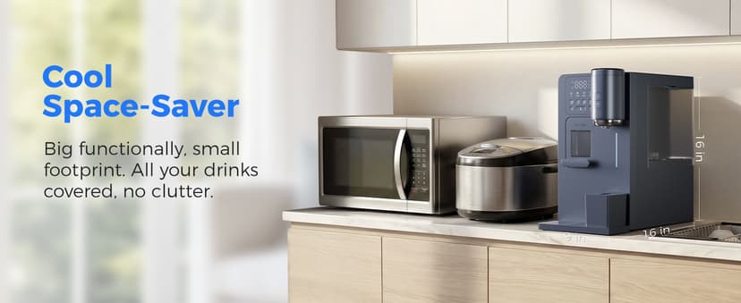 3-in-1 Water Dispenser with Ice Maker - Coffee Maker Countertop Bullet Ice Maker with 12H Timer, Hot/Cold/Warm Adjustable Volume Water, K-Cup® Ground Coffee Brewer for Home Office Studio Gift
