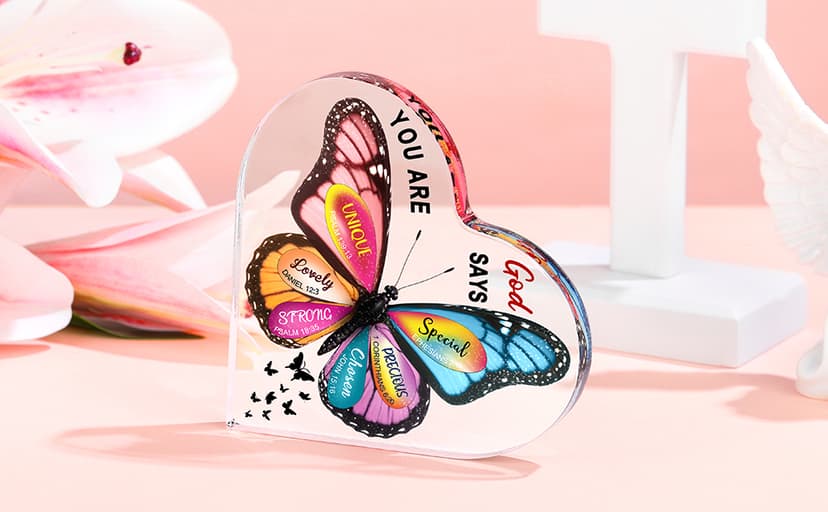 Christian Gifts for Women Faith Based Gift Inspirational Gifts for Women Birthday Unique Catholic Gift Bible Accessories Inclue Bible Verse Jar Butterfly Decorations Socks Glass Can Candles Tote Bag