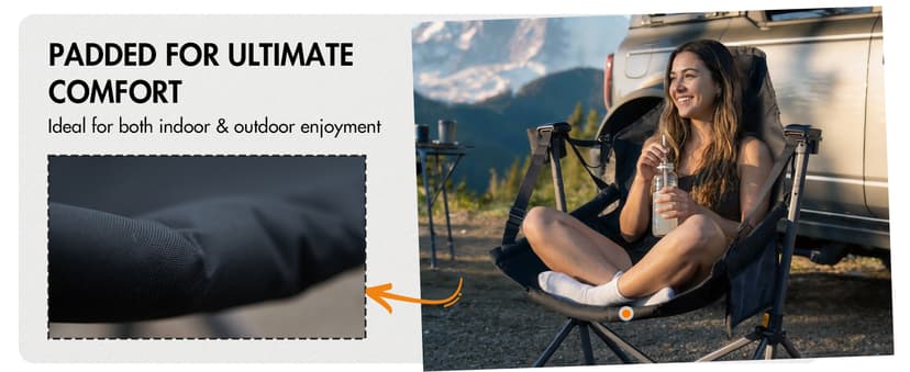 Portal Hammock Camping Chair Heavy Duty 400lbs - Swinging Chair Outdoor with Adjustable Recline & Headrest Pillow, Portable Hammock Swing Chair for Camping Beach Sports Events, Black