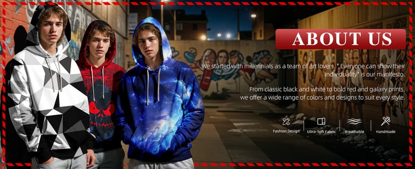 SANKILL Graphic Hoodies for Men Funny Novelty Pullover Sweatshirt Xmas Gifts Black red Anime Hoodie Cool Designs Rapper