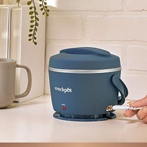 Crock-Pot 20-Ounce Electric Lunch Box, Portable Food Warmer, Faded Blue, Perfect for Travel, Car, On-the-Go, Keeps Food Warm, Spill-Free, Dishwasher-Safe, Ideal Gift for Men and Women
