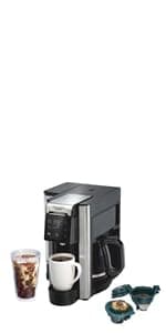 Hamilton Beach 2-Way 12 Cup Programmable Drip Coffee Maker & Single Serve Machine, Glass Carafe, Auto Pause and Pour, Black (49980R)