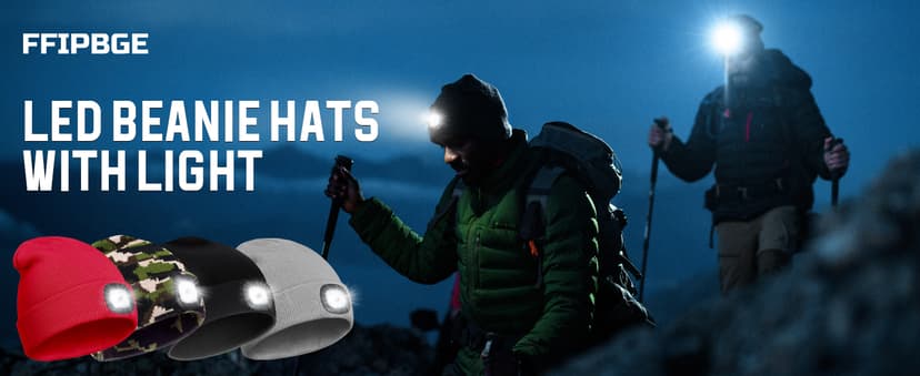 Christmas Stocking Stuffers for Men Adults, Beanie Hats with Light, USB Rechargeable LED Hand Free Headlamp, Birthday Gifts for Men, Women, and Teens, Ideal for Camping, Hiking, Black