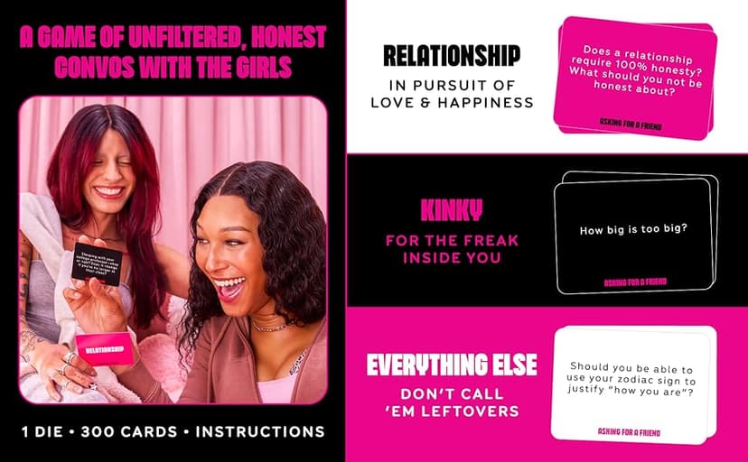 Asking for A Friend by Relatable, Great Card Games for Game Night, Bachelorette Party Favors for Social Gatherings, and Friendly Icebreakers, Includes 300 Cards and 1 Die