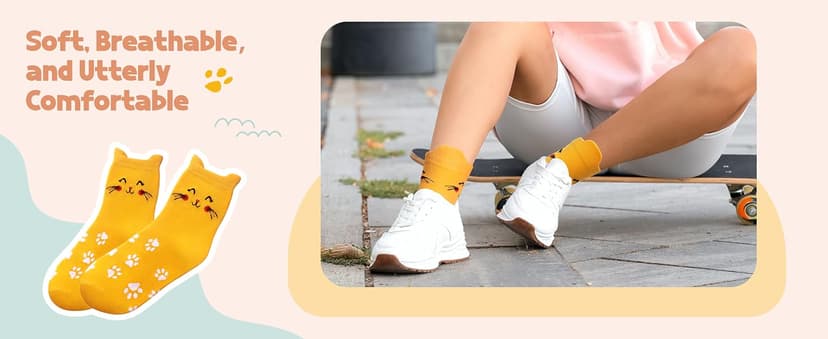 Cat Socks Stocking Stuffers for Women: Unique Funny Cute Cat Lover Gifts Novelty Comfy Animal Socks for Women, Christmas Xmas Gifts for Ladies Mom Wife Her Girlfriend Teen Girls Birthday Gift Ideas B0FM88P2PP