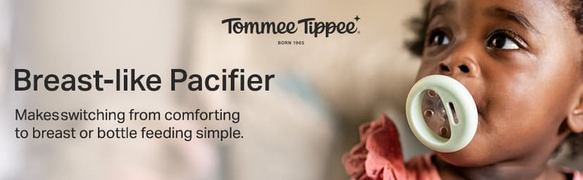 Tommee Tippee Breast-Like Pacifier, 0-6 Months, Symmetrical Design, Natural Breast-Like Baglet, BPA-Free Binkies, Rose/Green/Cream, Pack of 4
