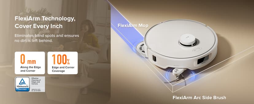 roborock Qrevo Curv S5X Robot Vacuum and Mop, 18500Pa Suction, Zero-Tangling Design, FlexiArm Side Brush, Reactive Tech Obstacle Avoidance, 10 Weeks Self-Emptying, Auto Washing for Hard Floor, Corner