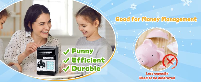 Refasy Piggy Bank Cash Coin Can ATM Bank Electronic Coin Money Bank for Kids Age 3-12, Money Savings Box Mini ATM Coin Bank Toys Gifts for 3 4 5 6 7 8 9 10 11 12 Year Old Boys Girls