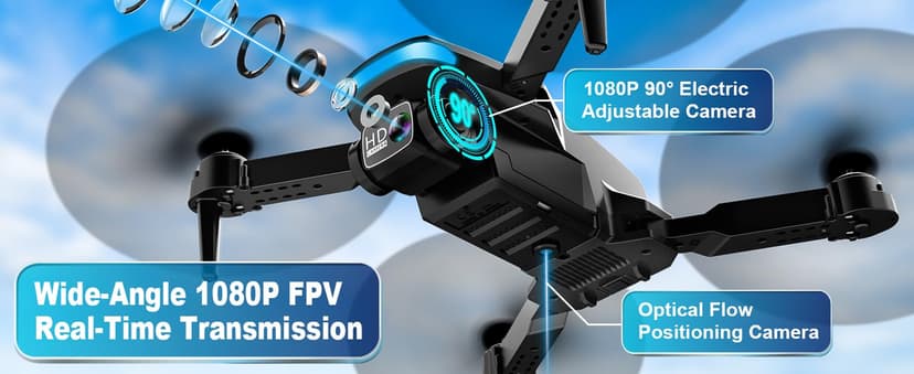 Oddire Drone with Camera - Drones for Adults, with 2 Batteries, Carrying Case, Propellers, 1080P HD Foldable Drone with Stable Hover, Trajectory Flight, Gravity Control, One Key Take Off/Land, 3D Flip