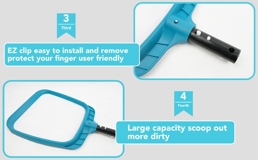 POOLWHALE Professional Pool Skimmer Net,Fine Mesh Net Bag,Heavy Duty Swimming Leaf Skimmer Cleaning Tool - Fast Cleaning,Debris Pickup Removal- Fits Standard Swimming Pool Poles(No Pole)