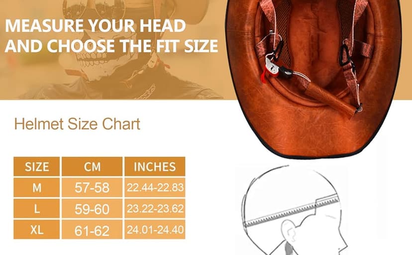 Retro Motorcycle Half Helmet, Western Cowboy Hat Helmet Open Face Motorcycle Helmet DOT Approved Unisex-Adult Half Helmet with Quick Release Buckle and Lining for Mopeds Horse Riding Jazz Caps