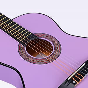 ADM Beginner Acoustic Classical Guitar 38 Inch Nylon Strings Wooden Guitar Bundle Kit for Kid Boy Girl Student Youth Guitarra Online Lessons with Gig Bag, Strap, Tuner, Strings, Purple