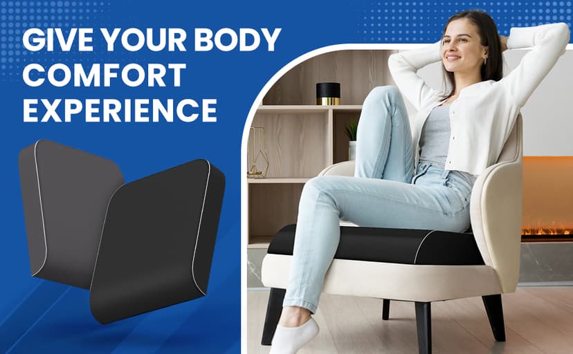 SweetSlubr Seat Cushion for Tailbone Pain Relief, Office Chair Cushion, Memory Foam Large Cushion with Non-Slip Cover for Soft Support at Office Chair, Car Seat, Airplane, Floor Pillow, Black/Large