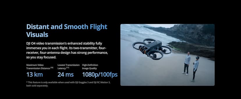 DJI Avata 2 Fly More Combo (3 Batteries), FPV Drones with Camera for Adults 4K, Immersive Experience, One-Push Acrobatics, Built-in Propeller Guard, 155° FOV, Drone Compliant with FAA Remote ID