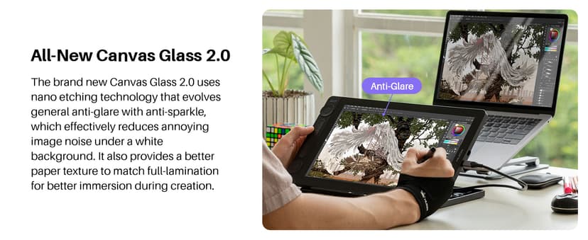 HUION Kamvas 13 (Gen 3) Drawing Tablet with Screen,13.3" Full-Laminated Art Tablet with Anti-Sparkle Canvas Glass 2.0, 99% sRGB, PenTech 4.0, 16384 Pen Pressure, Dual Dial for PC, Mac, Android, Black
