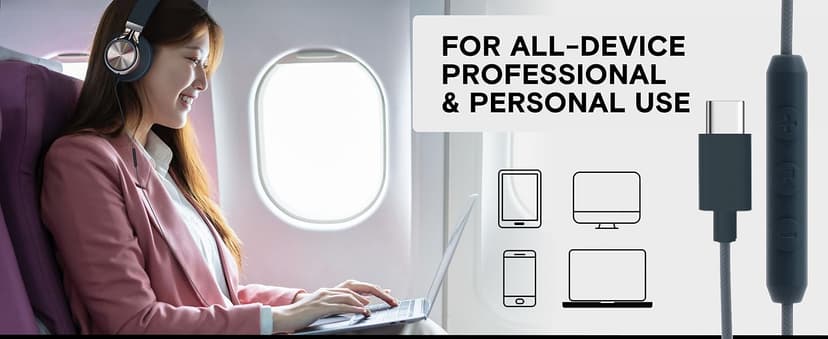 ARTIX CL750 USB C Wired Headphones with Mic & Volume Control Noise Isolating for iPhone 15-17, Samsung Computer Earphones Wired, On-Ear with Wire, Plug in and Play