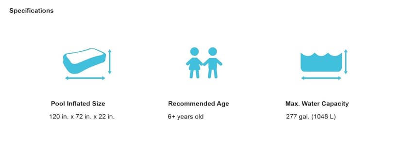 INTEX 58484EP Swim Center Inflatable Family Pool: 277 Gallon Capacity – 120" x 72" x 22" – Blue