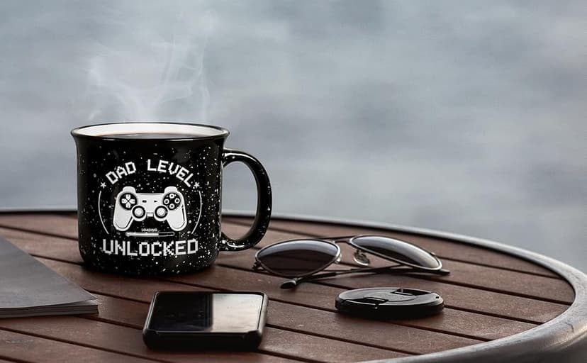 Cabtnca New Dad Gifts First Time, Dad Level Unlocked Mug, Birthday Christmas Father's Day Gifts for New Daddy, 15 Oz