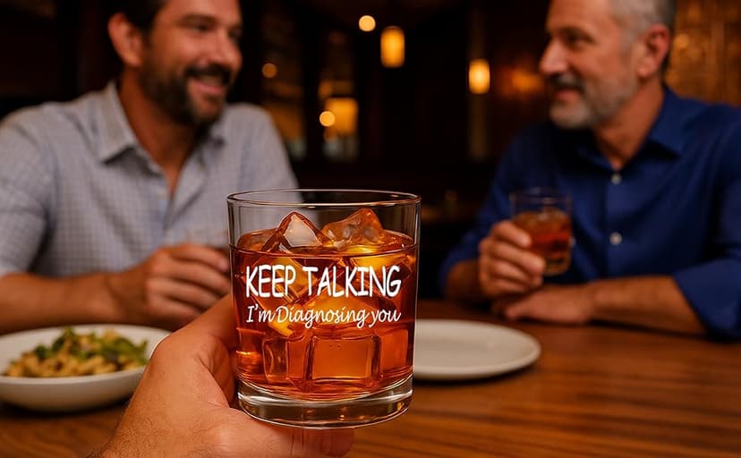 Keep Talking I'm Diagnosing You Whiskey Glass, Funny Christmas Birthday White Elephant Gifts for Psychiatrist Psychologist Counselor Therapist Doctor 10 OZ Old Fashioned Glass with Gift Box