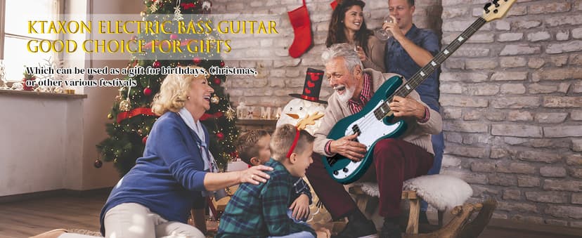 Ktaxon 4 String Electric Bass Guitar, PB-Style Full Size Standard Right Handed Beginner Kit with 20W AMP, Gig Bag, Strap, Upgrade Cable, Guitar Capo for Youths & Adults (Lake Blue)