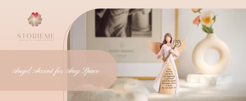Handmade Resin with Gift-ready Package, Perfect Entryway Table Decor Symbolizing New Beginnings for Homeowner Women Friend Storieme Housewarming Angel Figurine, House Warming Gifts New Home B0G7Y6LMG4