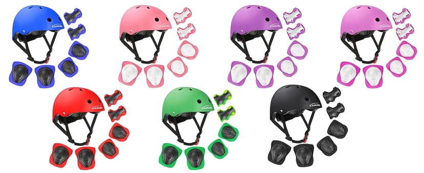 KAMUGO Kids Bike Helmet, Toddler Helmet for Ages 2-8 Boys Girls with Sports Protective Gear Set Knee Elbow Wrist Pads for Skateboard Cycling Scooter Rollerblading