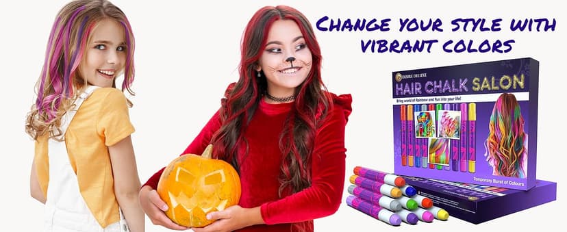 Desire Deluxe Hair Chalk for Girls Makeup Kit of 10 Temporary Colour Pens Gifts, Great Toy for Kids Age 5 6 7 8 9 10 11 12 13 Years Old, "Blue,Green,Grey,Pink,Purple
