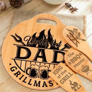Dad Birthday Gift - Engraved Bamboo Cutting Board Set, Unique Gifts for Dad from Daughter/Son, Fathers Day Christmas Birthday Gifts for Dad Daddy Father