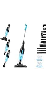 Intercleaner Corded Vacuum Cleaner, 15KPa Powerful Suction with 400W Motor, 12 in 1 Lightweight Bagless Stick Vac with Handheld, Ultra Quiet, for Hardwood Floor Carpet Car Pet Hair