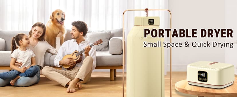 Portable Clothes Dryer Hold 9-12 Items, 8H Timer, w/Remote Control & Dry Bag, Mini Compact Foldable Fast Electric Dryer Machine for Laundry, Travel, Apartment, RV, Dorm, Quiet 45dB, Energy Save, 600W