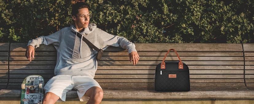 HOMESPON Insulated Lunch Bag for Women Men Adults Lunch Tote with Front Pocket Lunch Box Container Cooler Bag for Work Picnic (Black)