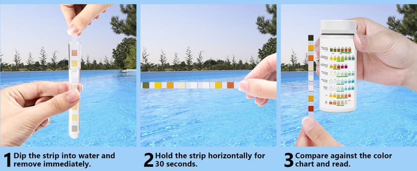 Salt-Water Pool Test Strips Kit: 125 Counts 8-in-1 for Salt Water Pool Testing Kit, Salt Pool Test Strips for Hot Tub Spa Testing Salt Chlorine pH and More