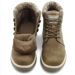 ANJOUFEMME Casual Winter Hiking Boots For Women - Womens Outdoor Snow Ankle Boots Waterproof Lightweight Lace up Fur Lined Walking Hiking Shoes