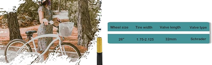 Hycline 26x2.125 Cruiser Bike Tires Set: 2-Pack 26-inch Premium Butyl Rubber High-Performance Folding Replacement Bicycle Tires for Beach Cruiser and Urban Commuting Bicycle