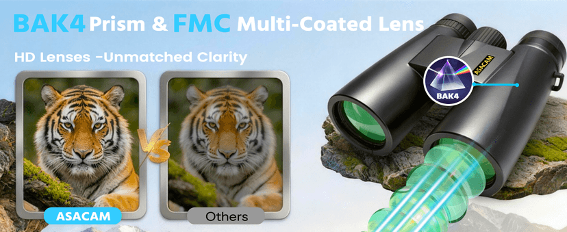 Asacam 12x42 Binoculars for Adults, High Powered Binoculars with Large Eyepiece, Lightweight HD BAK4 Prism for Bird Watching, Travel, Hunting, Camping, Sports