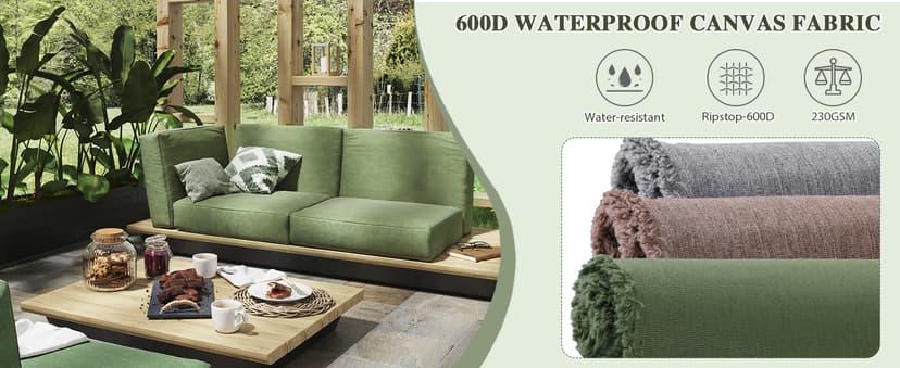 Foreate 600D Waterproof Canvas Fabric by The Yard 58” W Outdoor Upholstery Fabric for Chairs Indoor Polyester Material Patio Cushion Furniture Cover DIY Sewing, 1 Yard Light Grey