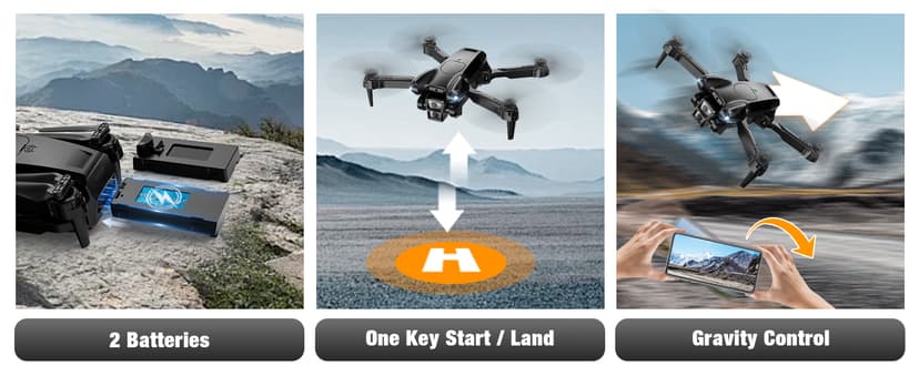 Drone with Camera 1080P HD,Mini Drone for Beginners Kids Adults,Foldable RC Quadcopter with Stable Hover,Trajectory Flight,One Key Take Off/Land,2 Batteries,Toys for Boys and Girls(Black)