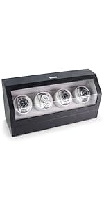 Heiden Double Watch Winder in Walnut - Automatic Watch Window for 2 Watches - Japanese Motor - Zero Magenetization - Use Batteries or Adapter Dual Watch Winder for Automatic Watches for Rolex