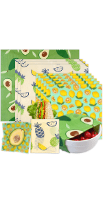 Reusable Beeswax Wrap - 9 Pack Beeswax Wraps for Food, Eco-Friendly Beeswax Food Wraps, Bread Sandwich Wrapper - Organic, Sustainable, Zero Waste, Reusable Plastic-Free Food Storage Wrap, 1XL, 3M, 5S