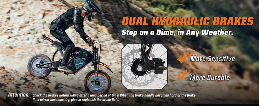 Windone RM7 Electric Dirt Bike for Teens & Adults, 2200W Peak Ebike, 48V 22.5Ah, 37MPH & 45-Mile Electric Motorcycle, 14"/12" Off-Road Tire E-Bike, Dual Hydraulic Brakes, Full Suspension, Fit Age 13+