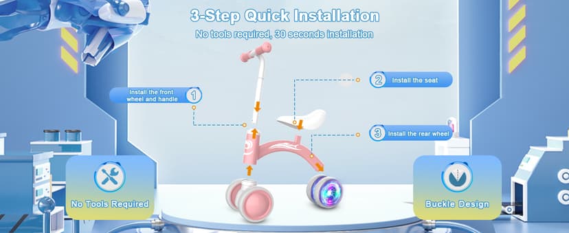 Gamfeiny Colorful Lighting Baby Balance Bike Toys for 1 Year Old Boy Girl Gifts, 10-36 Month Toddler Balance Bike, No Pedal 4 Silence Wheels & Soft Seat First Riding on Toys, 1st Birthday Gifts B0BLMF98S8