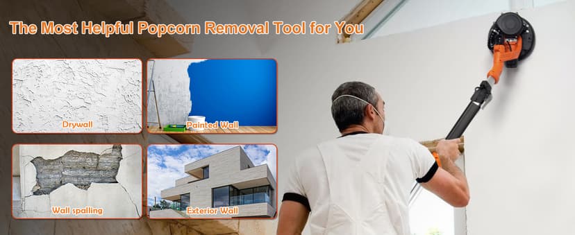 Drywall Sander, 1000W Popcorn Ceiling Removal Tool, Automatic Drywall Sander with Vacuum Dust Collection, LED Light, 6 Variable Speed 800-2200RPM, Foldable & Extendable Handle,15Pcs Sanding Discs