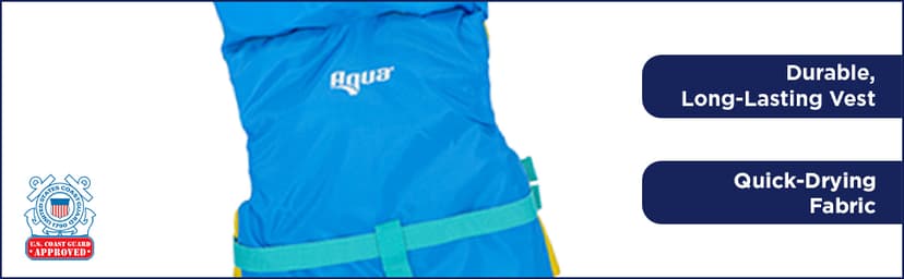 Aqua Oceans 7 Life Jacket for Kids - US Coast Guard Approved Life Vest for Infant, Child & Youth Boys and Girls, Open-Side PFD for Boating, Swimming & Water Sports